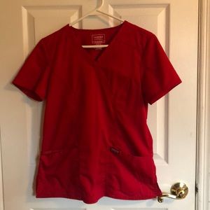 Red scrub top